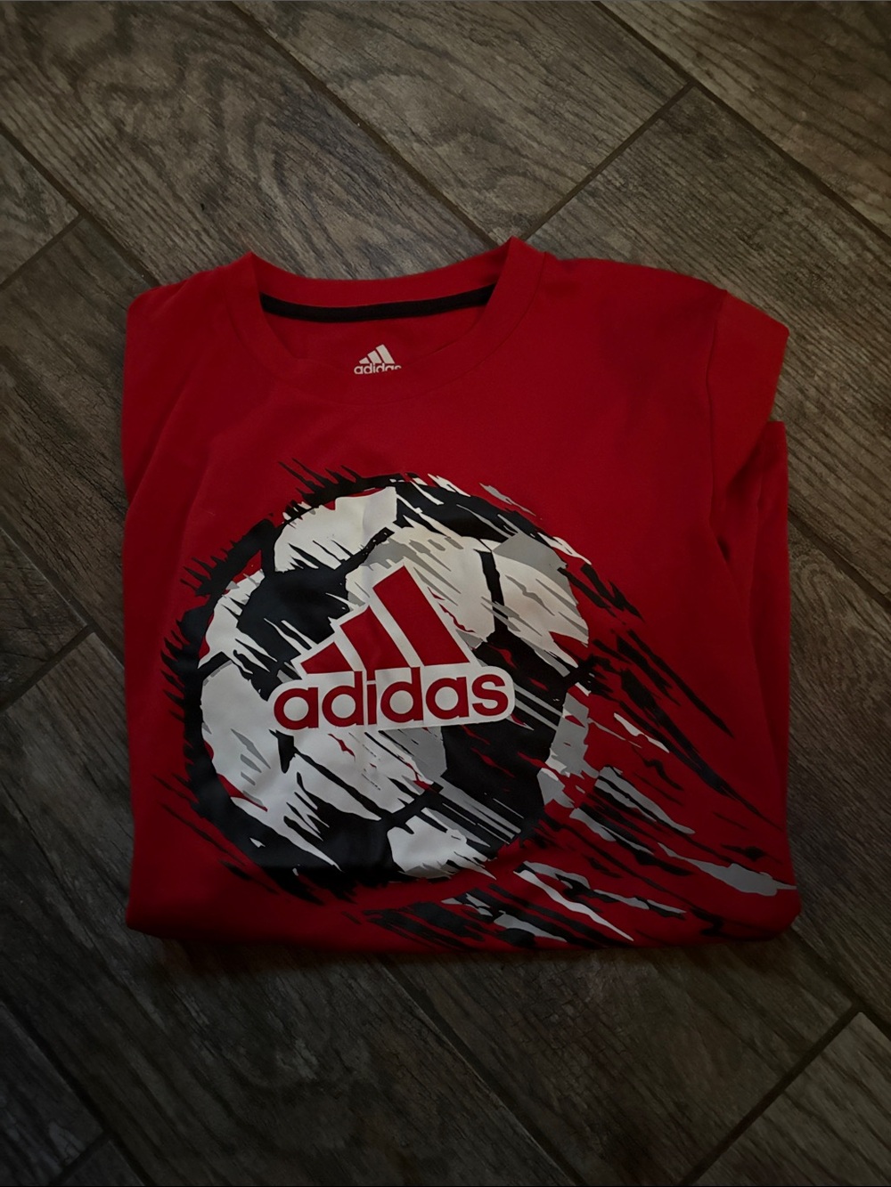 adidas Red Short-Sleeve Soccer Graphic Tee. Like new.